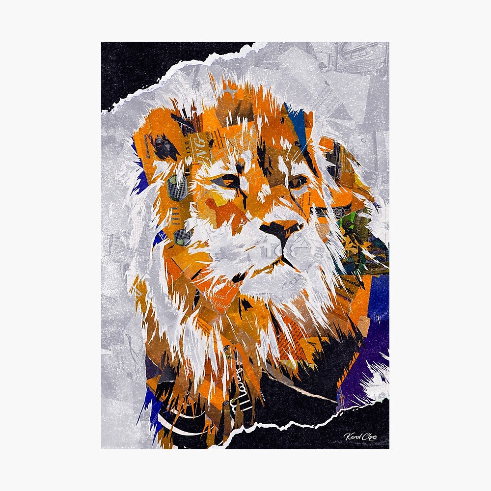 lion collage art