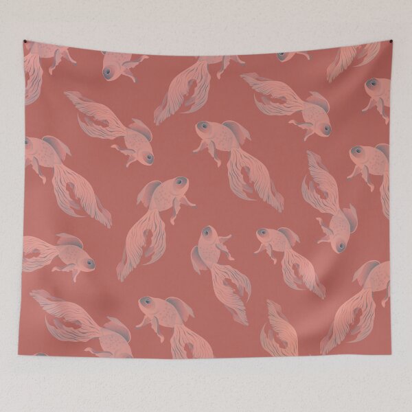Item preview, Floating pink betta fish pattern designed and sold by Thegentleshop.