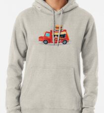 Street Food Concept with Burger Food Truck and Seller Pullover Hoodie
