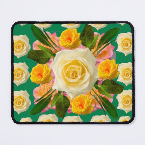Item preview, SPRING YELLOW GARDEN ROSE PATTERNS TEAL ART designed and sold by sharlesart.