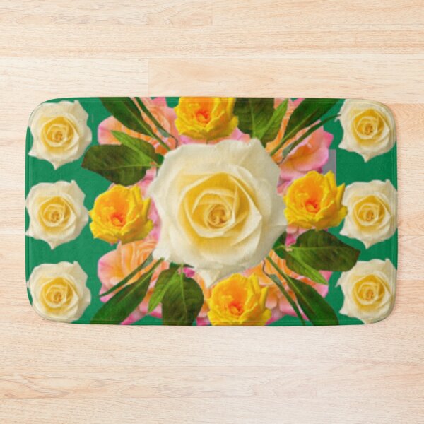 Artikelvorschau, SPRING YELLOW GARDEN ROSE MUSTER TEAL ART entworfen und verkauft von sharlesart.
