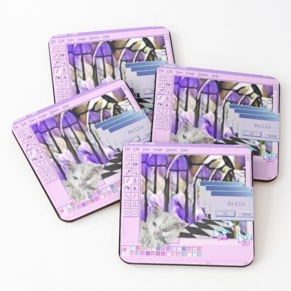 Item preview, Vaporwave white cat in the pc   designed and sold by Cyberomiz.