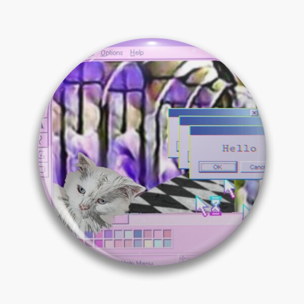 Artikelvorschau, Vaporwave weiße Katze im PC entworfen und verkauft von Cyberomiz.