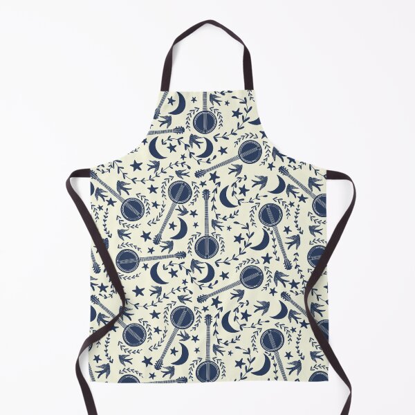 Item preview, Bluegrass Banjos Folk Art Pattern Navy Blue on Cream designed and sold by awkwarddesignco.