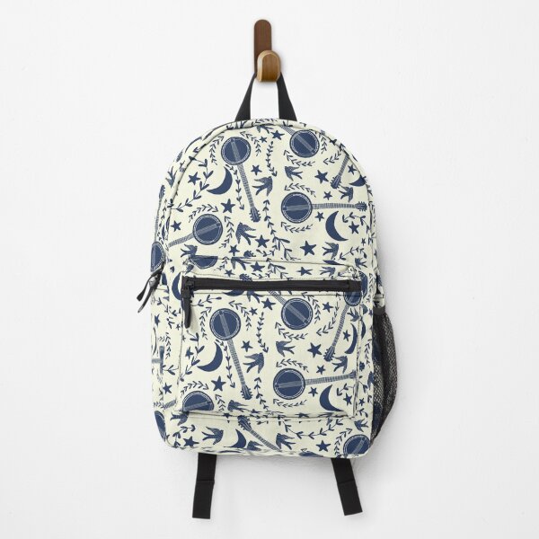 Item preview, Bluegrass Banjos Folk Art Pattern Navy Blue on Cream designed and sold by awkwarddesignco.