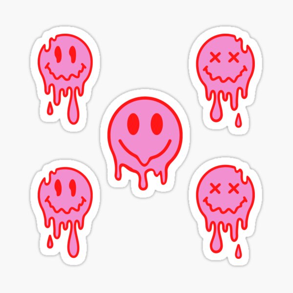 Pink Smiley Face Sticker Pack Sticker For Sale By Visiontrend Redbubble