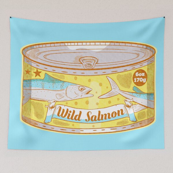Item preview, Wild Salmon Pop art tin of fish designed and sold by piedaydesigns.