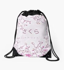 Japanese Sakura Blossom Tile Drawstring Bag