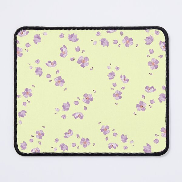 Item preview, Small Dainty Purple Flowers on buttercream yellow background designed and sold by burbankdesigns.