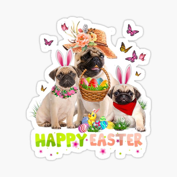 Item preview, Pug Dog Happy Easter Bunny Eggs Easter Gift Kids  designed and sold by doriaali.