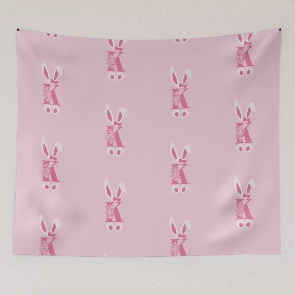 Item preview, K Letter Floral Monogram Initial Pink Bunny Easter designed and sold by SpringMoonPress.