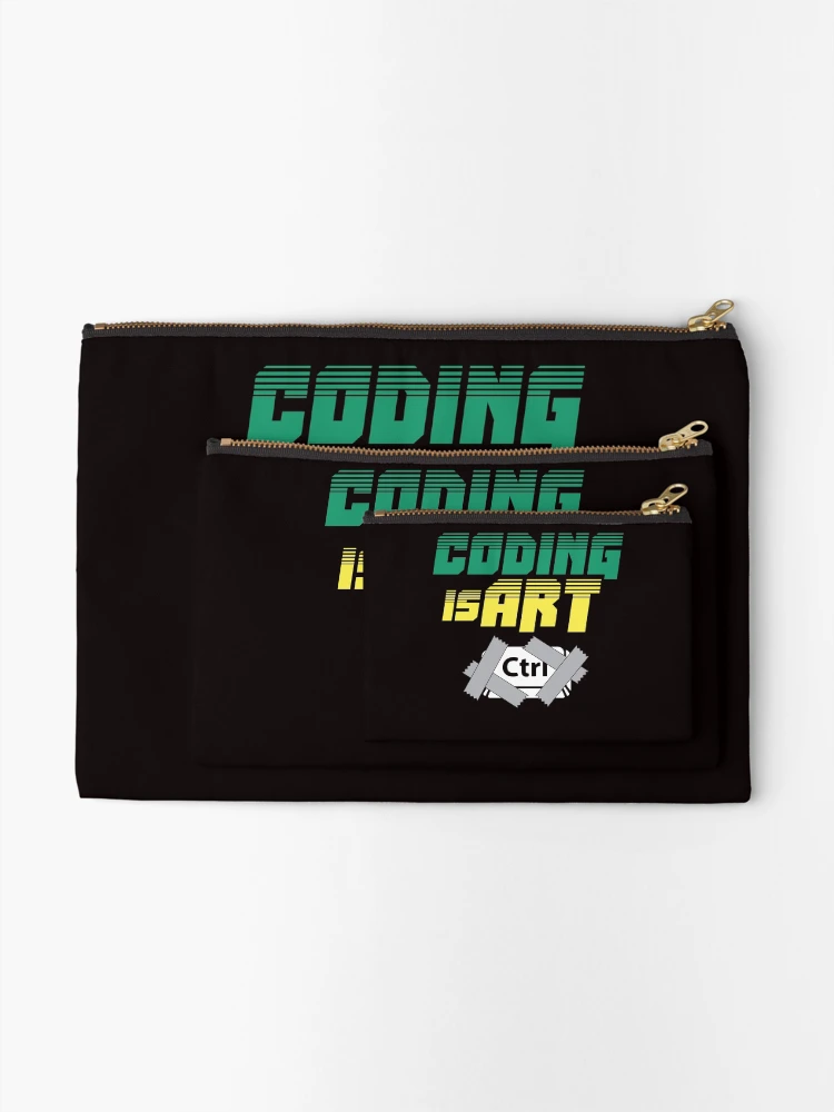 Thumbnail 2 of 4, Zipper Pouch, Coding Art Coder Programmer Developer Computer Science Nerd designed and sold by TomGiantDesigns.