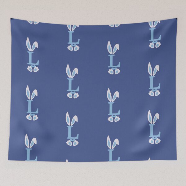 Item preview, L Letter Monogram Initial Blue Bunny Easter designed and sold by SpringMoonPress.