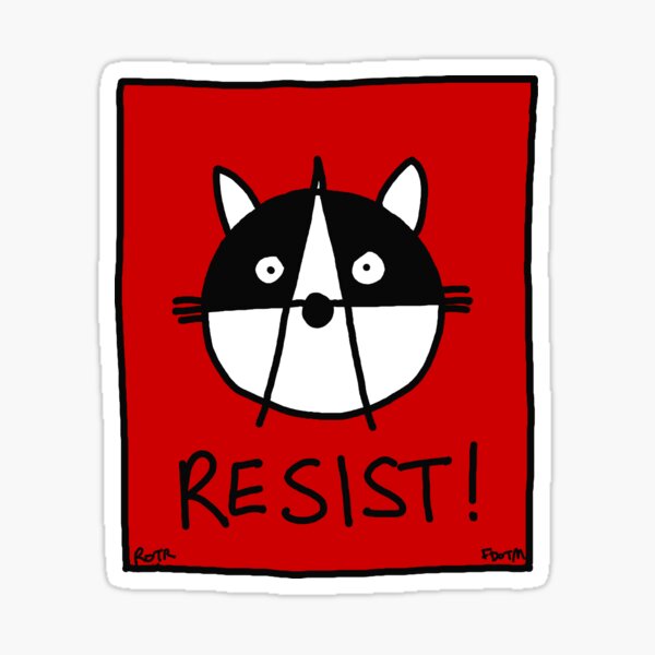 Vista previa del artículo con la obra «¡Resistir! Con los mapaches de la resistencia», diseñado y vendido por firstdog.