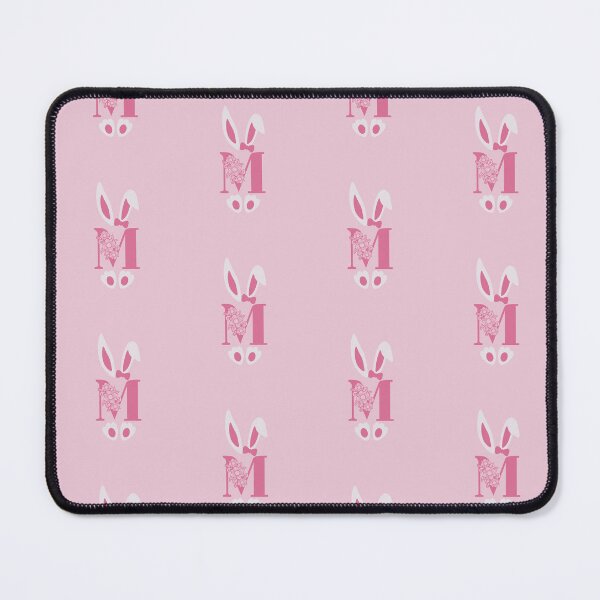 Item preview, M Letter Floral Monogram Initial Pink Bunny Easter designed and sold by SpringMoonPress.
