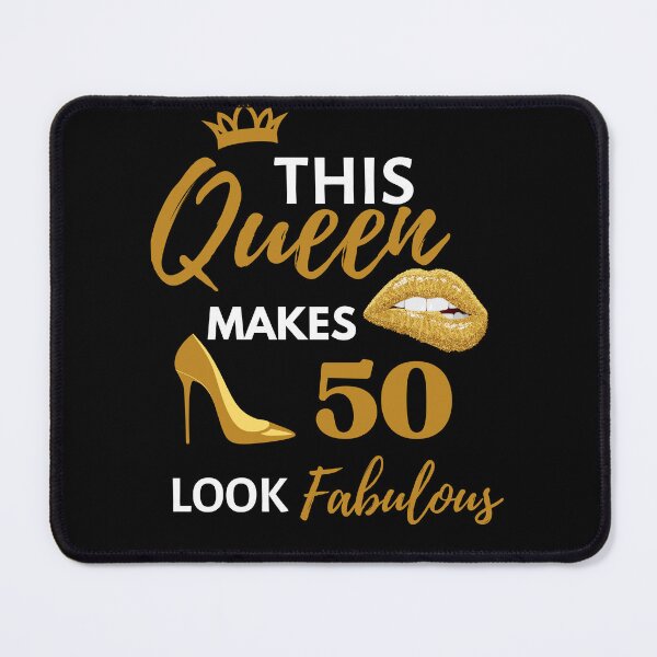 Item preview, Cute Afro Queen Birthday Quote 50th and fabulous Cool Heels fifty birthday Gift For Her designed and sold by Run to Creations.