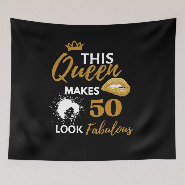 Item preview, Afro Vintage Queen Birthday Quote 50th and fabulous Cool Heels fifty birthday Gift For Her designed and sold by Run to Creations.