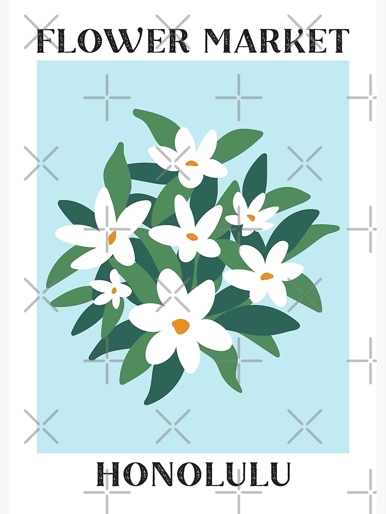 Discover Flower Market Honolulu White Jasmine Premium Matte Vertical Poster