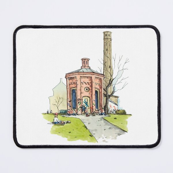 Item preview, Building in Park am Wasserturm Watercolor Landscape Painting designed and sold by TeeBruh.