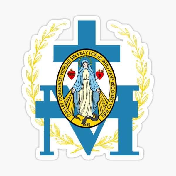 Miraculous Medal Catholic Sticker, Santa Clara Design