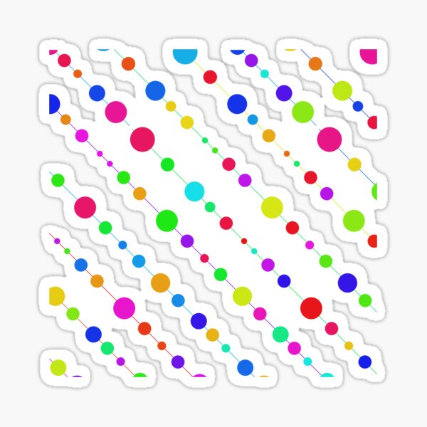 "Multicolored Dots On Colorful Lines Pattern" Sticker by risingrocket