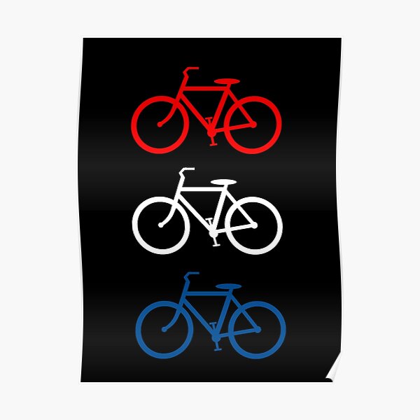 BICYCLE DESIGN 2 RED WHITE BLUE Poster