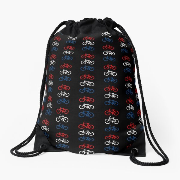 BICYCLE DESIGN 2 RED WHITE BLUE Drawstring Bag