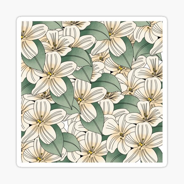 "white floral" Sticker for Sale by UmmsWorld Redbubble