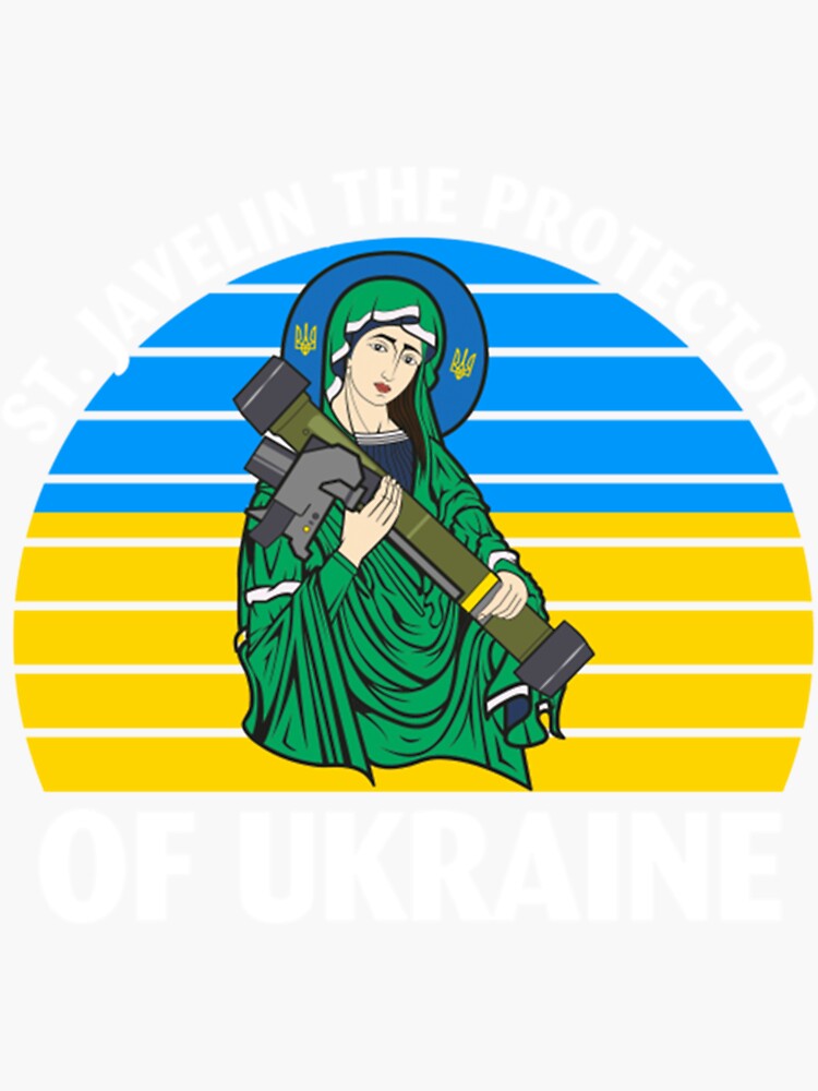 "Saint Javelin The Protector of Ukraine Ukrainian Flag " Sticker by