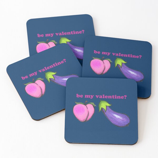 Item preview, Peach and Eggplant Emojis - Be My Valentine   designed and sold by brendonlantern.