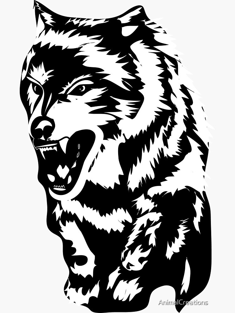 "Angry Wolf" Sticker for Sale by AnimalCreations Redbubble