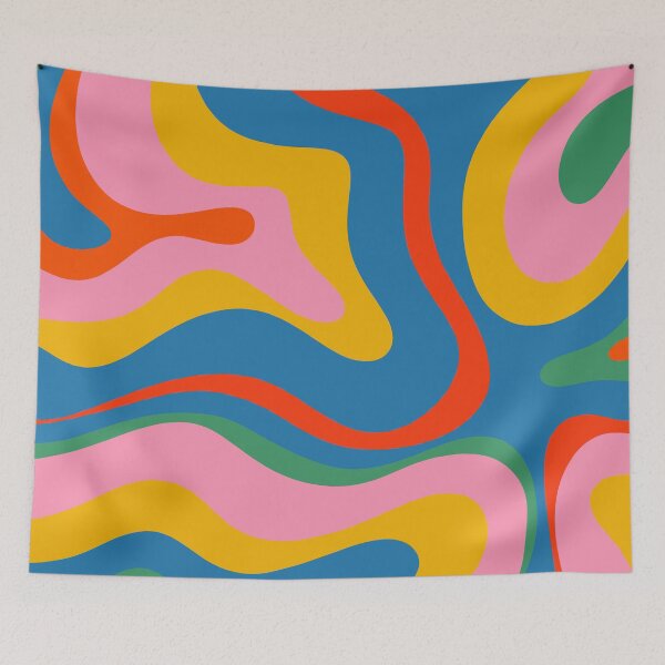 Item preview, Modern Retro Liquid Swirl Abstract Pattern Square Colorful Rainbow Melt designed and sold by kierkegaard.