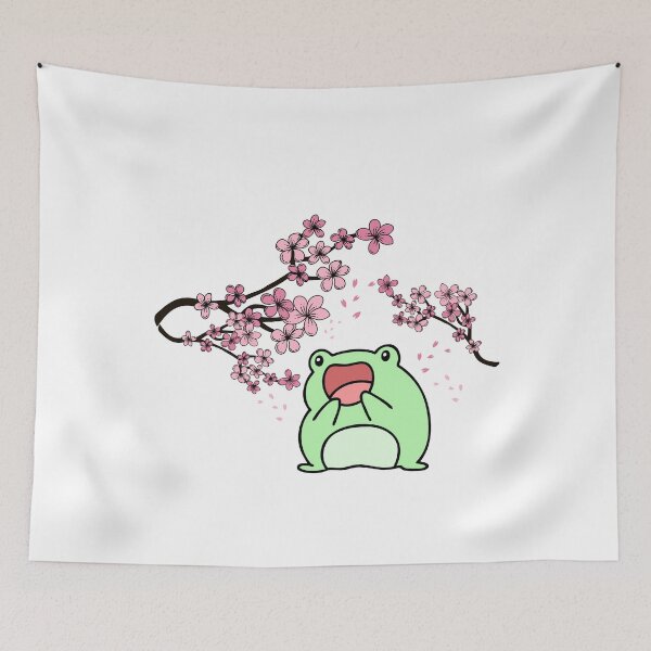 Item preview, Frog Aesthetic Frog in Spring Cottagecore Cottage Core Cherry Blossom Sakura designed and sold by CaitU.