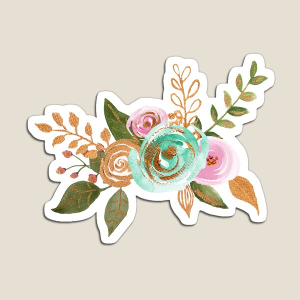 Item preview, Pink, Mint and Gold Florals designed and sold by SandraArtStudio.