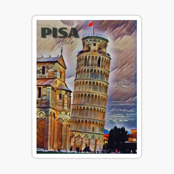 Pisa tower postal stamp with sight vintage By WinWin_artlab