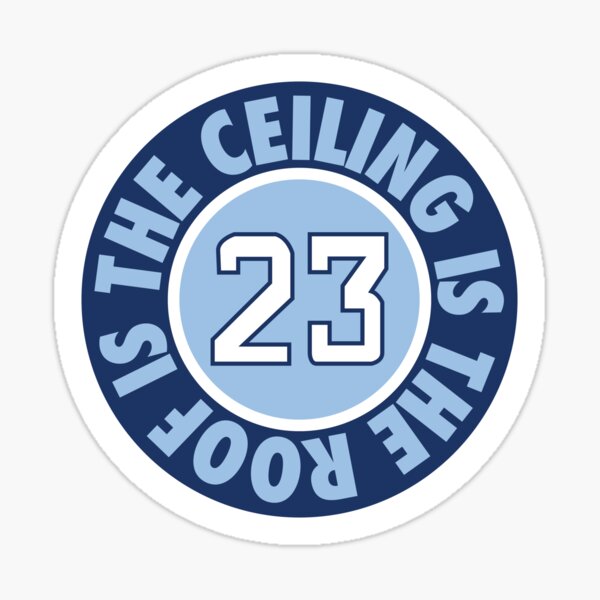 Aperçu de l'œuvre Le plafond est le toit (boucle) - (blanc / bleu foncé) créée et vendue par Dallas Sports Stickers & Beyond.