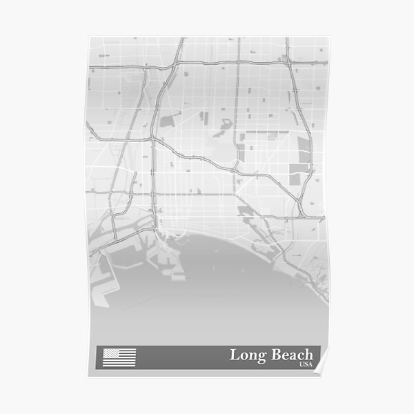 Long Beach Map Poster For Sale By Designertravel Redbubble