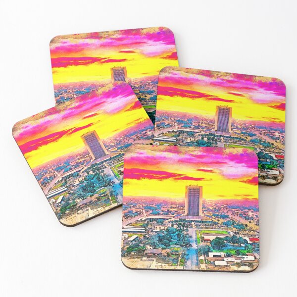 Item preview, Panorama of downtown McAllen, Texas, at sunset - digital painting designed and sold by NickoPrints.