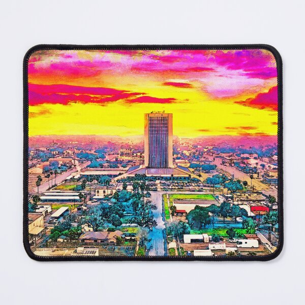 Item preview, Panorama of downtown McAllen, Texas, at sunset - digital painting designed and sold by NickoPrints.