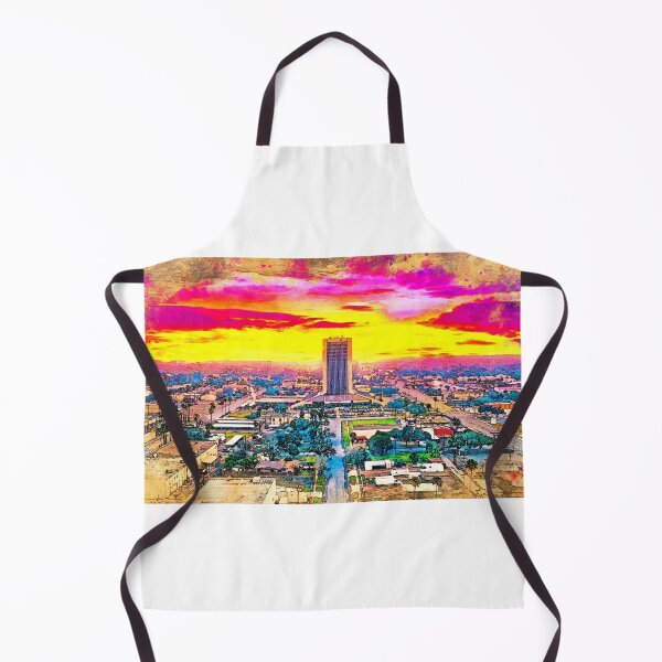 Item preview, Panorama of downtown McAllen, Texas, at sunset - digital painting designed and sold by NickoPrints.
