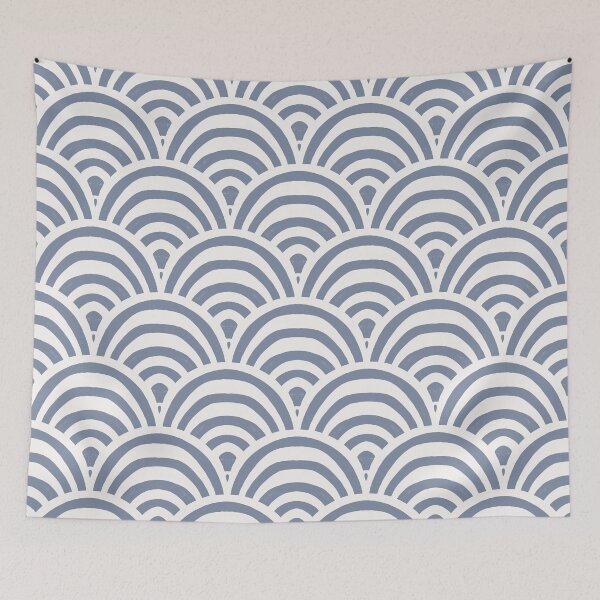 Item preview, Striped arches scallop - steel blue and cream  designed and sold by Chelsea Jay.