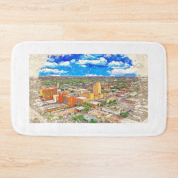 Item preview, Skyline of downtown Abilene, Texas - colored drawing designed and sold by NickoPrints.