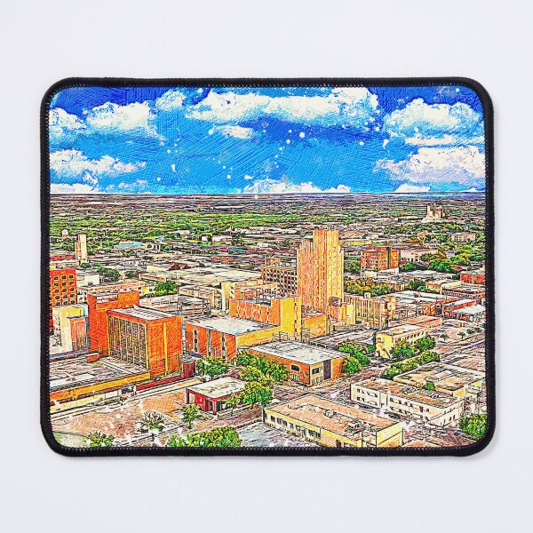 Item preview, Skyline of downtown Abilene, Texas - colored drawing designed and sold by NickoPrints.