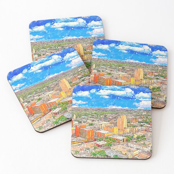 Item preview, Skyline of downtown Abilene, Texas - colored drawing designed and sold by NickoPrints.