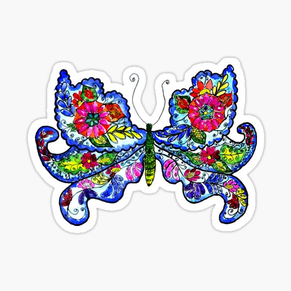 "Floral butterfly drawing " Sticker by ansinh296 Redbubble
