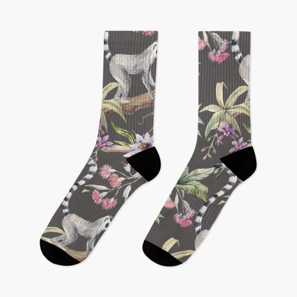 Item preview, Watercolor tropical pattern with lemurs designed and sold by JoycePruit.