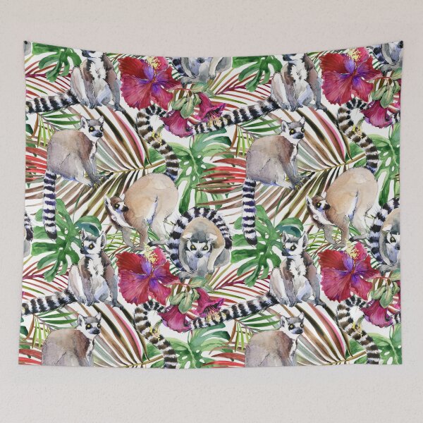 Item preview, watercolor tropical wildlife seamless pattern designed and sold by JoycePruit.