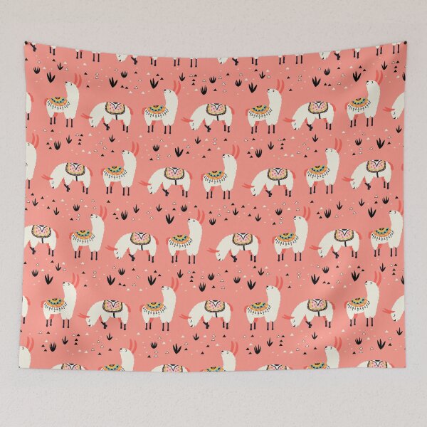 Item preview, White Llamas on a pink background designed and sold by JoycePruit.