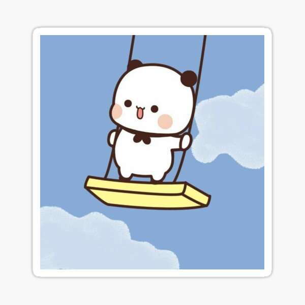 Bubu is playing on the swing, panda bear couple bubu and dudu