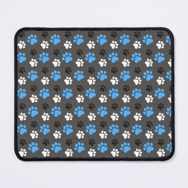 Item preview, Animal Paws pattern black, white and blue on dark grey background, Cat lover Gift, Paw print pattern designed and sold by PeacefulArtUkr.